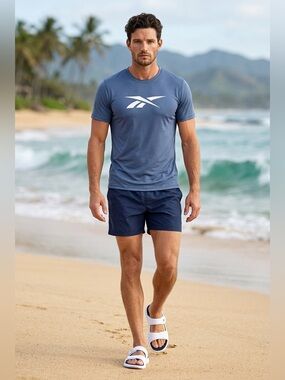 Reebok Men’s Polyester Swim Trunks XXL Navy Board Shorts Pockets NWOT